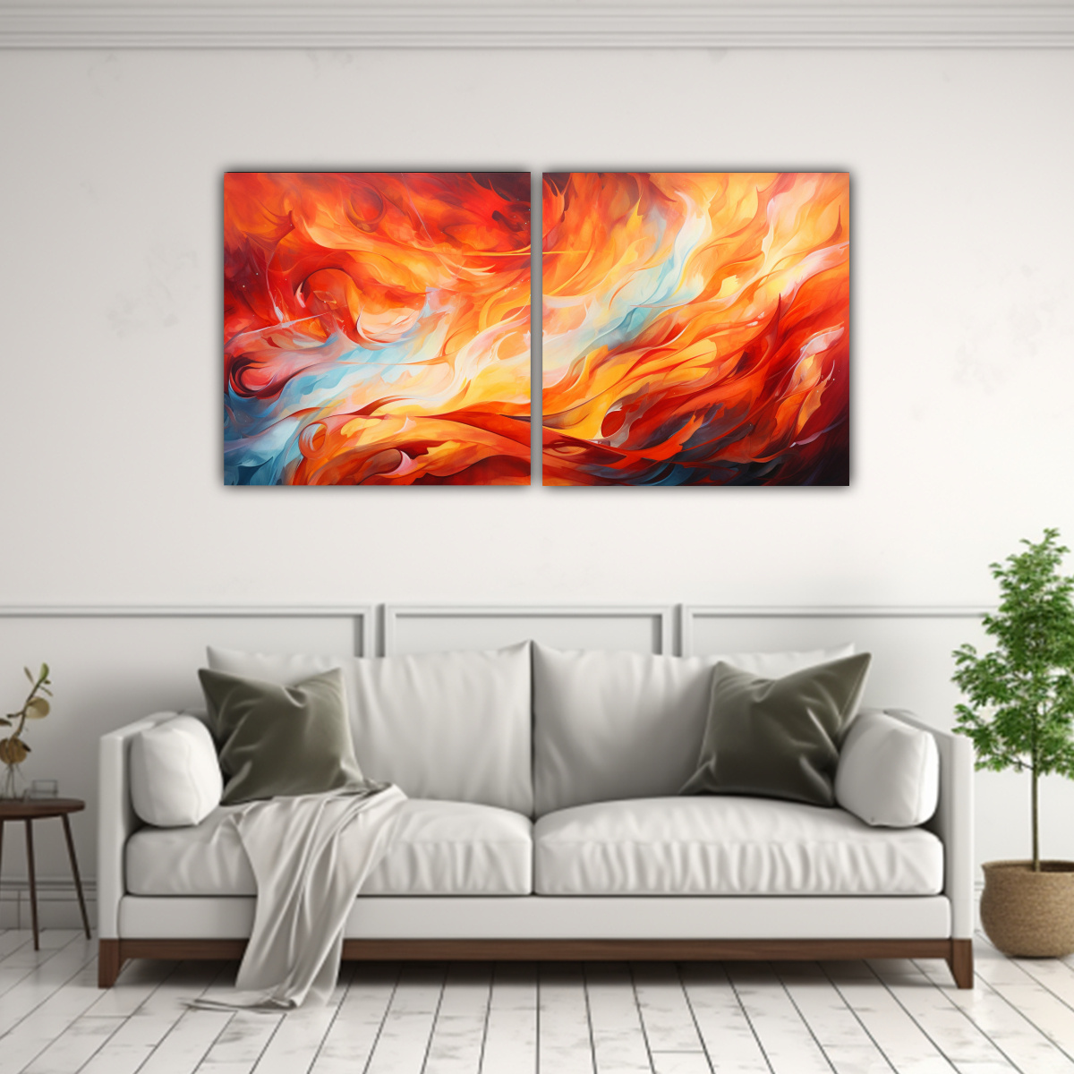 ARTES DE PARED MODERNO ABSTRACTO EN ROJOS CÁLIDOS 160X80 CM - 2