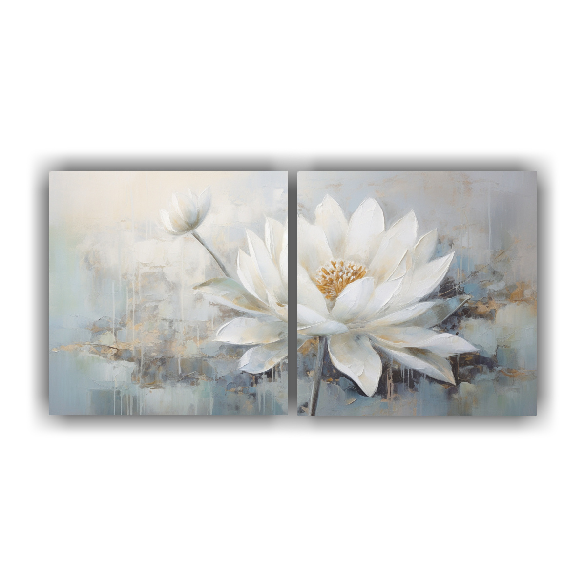 TELA SUBLIMADA ARTESANAL DE LA FLOR DE LOTO BLANCA 40X20 CM - 1