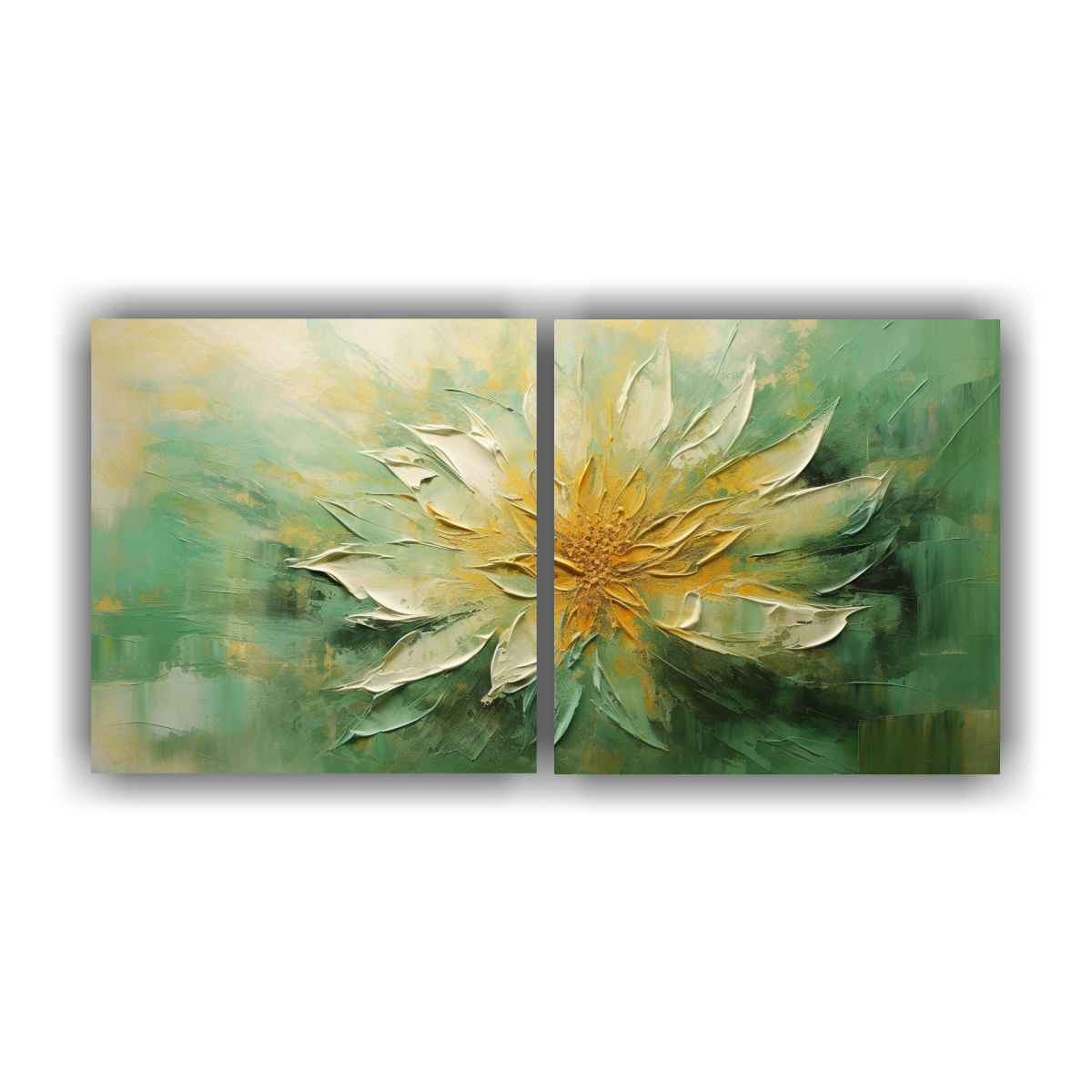 CUADRO DE FLORES VERDES EN LIENZO ESTILO 100X50 CM - 1