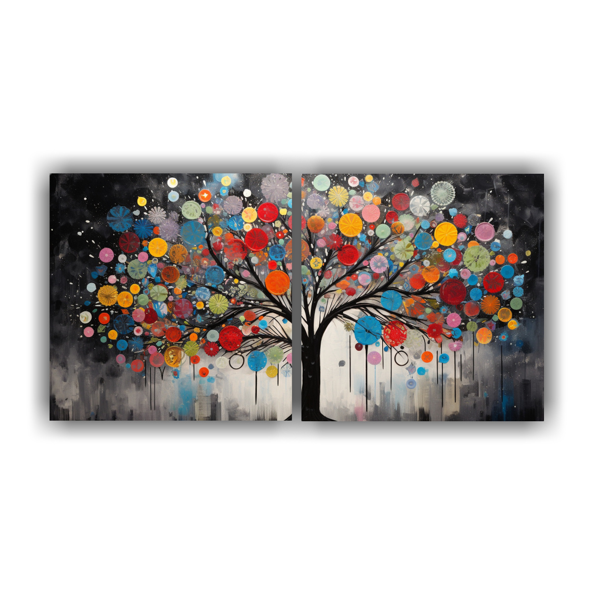 PINTURA TEMÁTICA DE ÁRBOL EN COLORES VIBRANTES 140X70 CM - 1