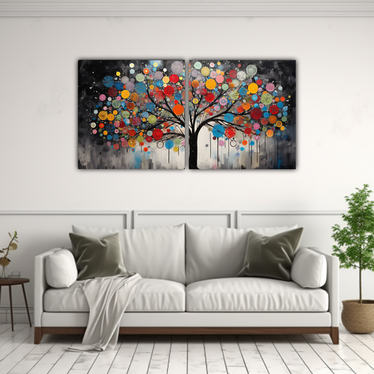 PINTURA TEMÁTICA DE ÁRBOL EN COLORES VIBRANTES 140X70 CM - 2