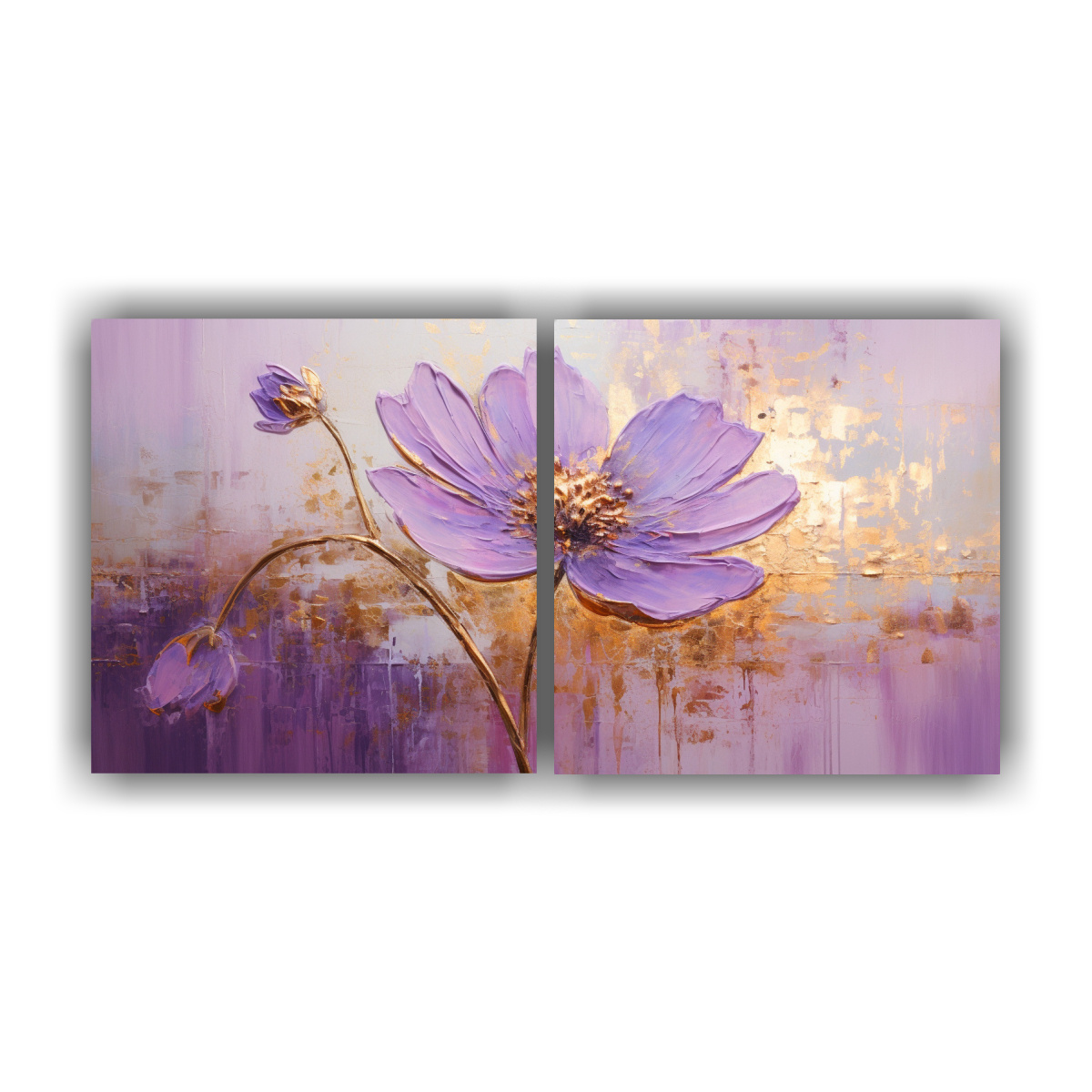 PINTURA DE FLORES MORADAS ESTILO DECORATIVO EN 120X60 CM - 1