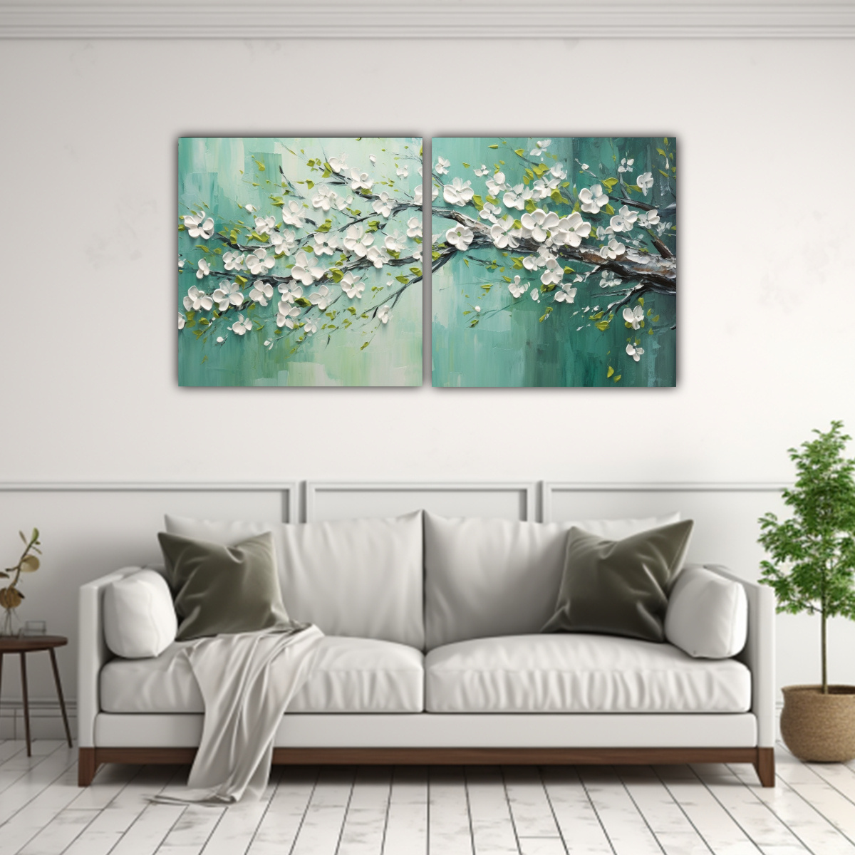 PINTURA EN LIENZO DE CEREZOS VERDES CON 160X80 CM - 2