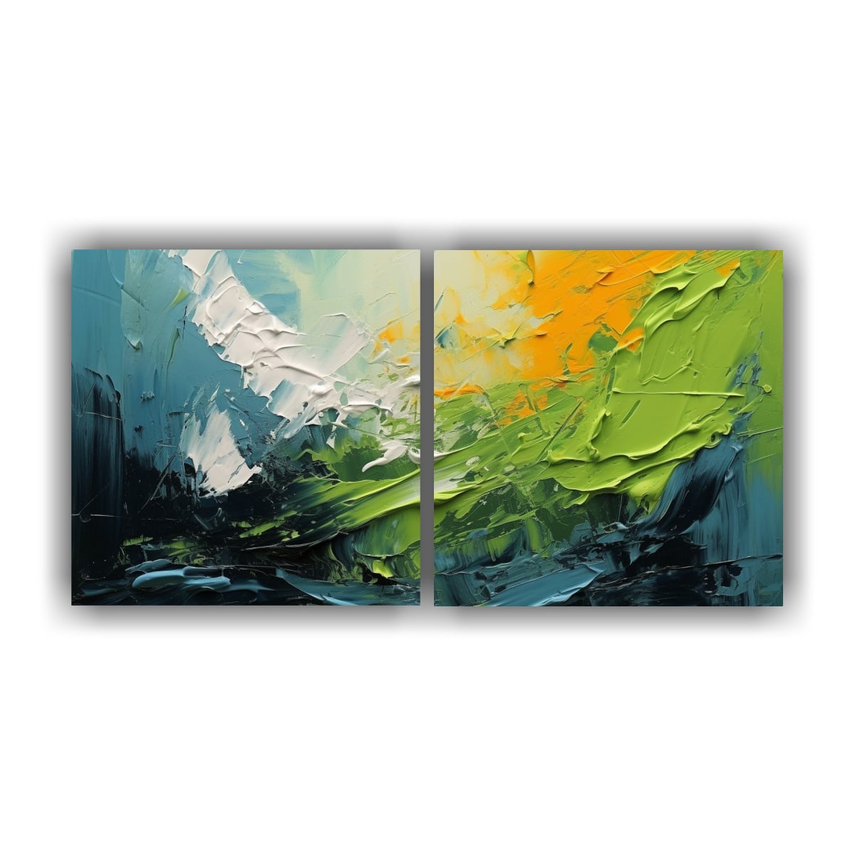 DÍPTICO ARTE ABSTRACTO ÓLEO EFECTO VISUAL 60X30 CM - 1