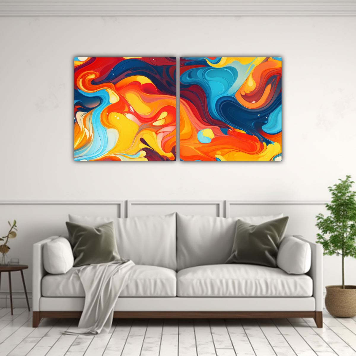 LIENZOS DE TELA COLORES ÉPOCA PINTURA ABSTRACTA 60X30 CM - 2