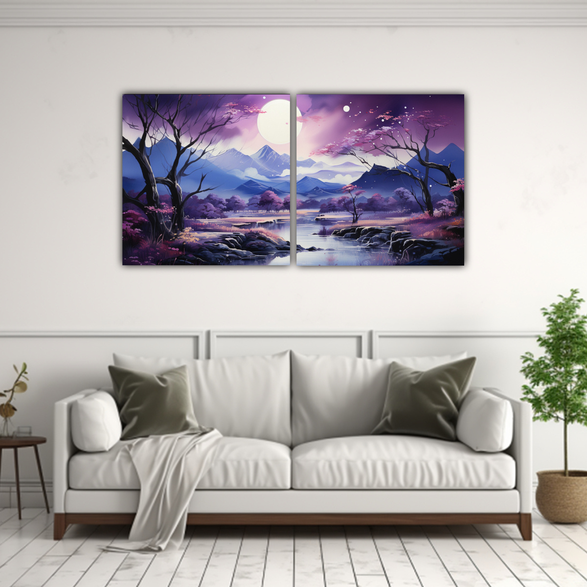 PINTURA TELA ABSTRACCIÓN MONTAÑAS LUNA ESTILOS 40X20 CM - 2