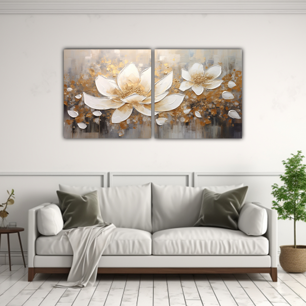 SET 2 PINTURAS LIENZO VINTAGE HABITACIÓN ESTILO 160X80 CM - 2