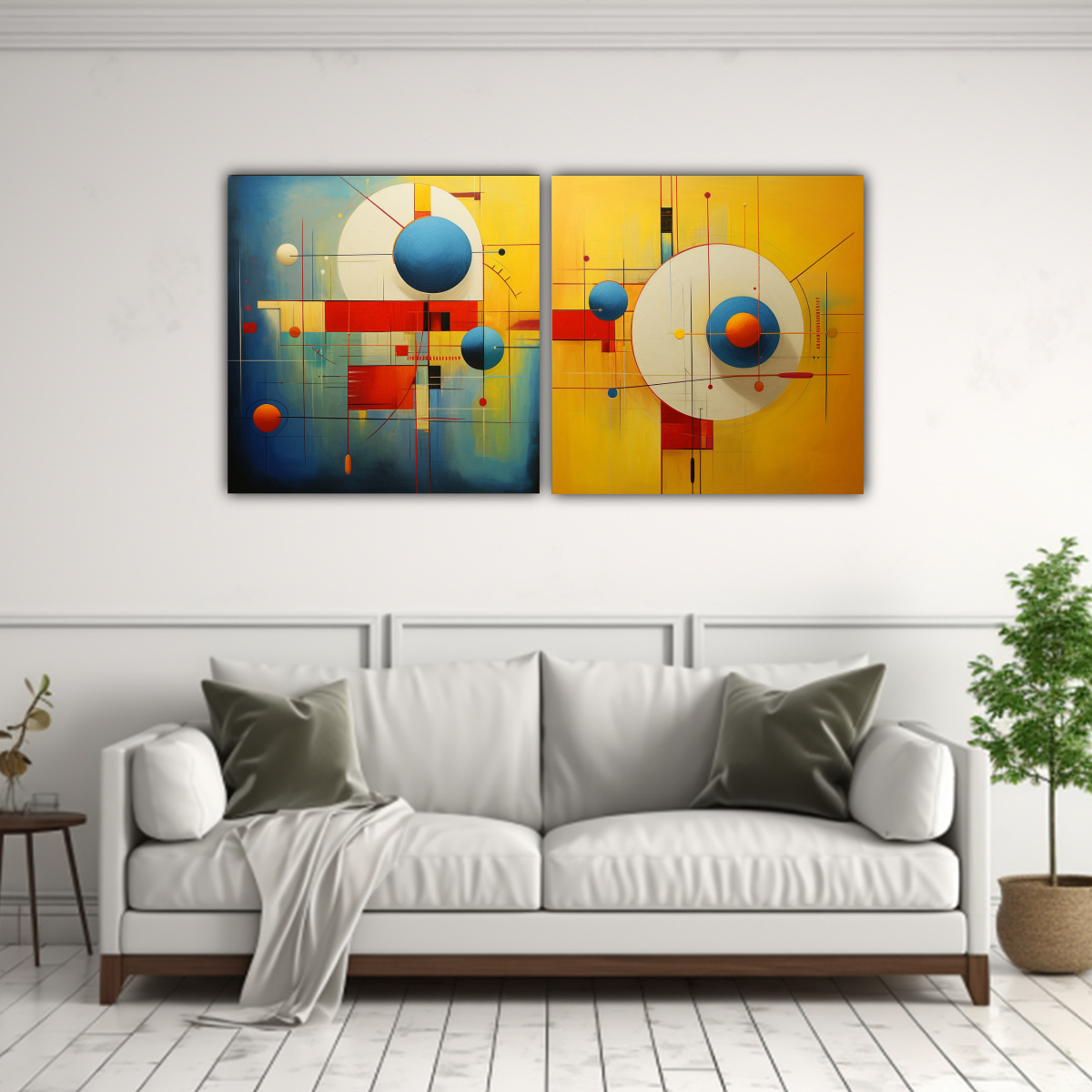CUADROS ABSTRACTOS DOBLES EN LIENZO PARA 40X20 CM - 2