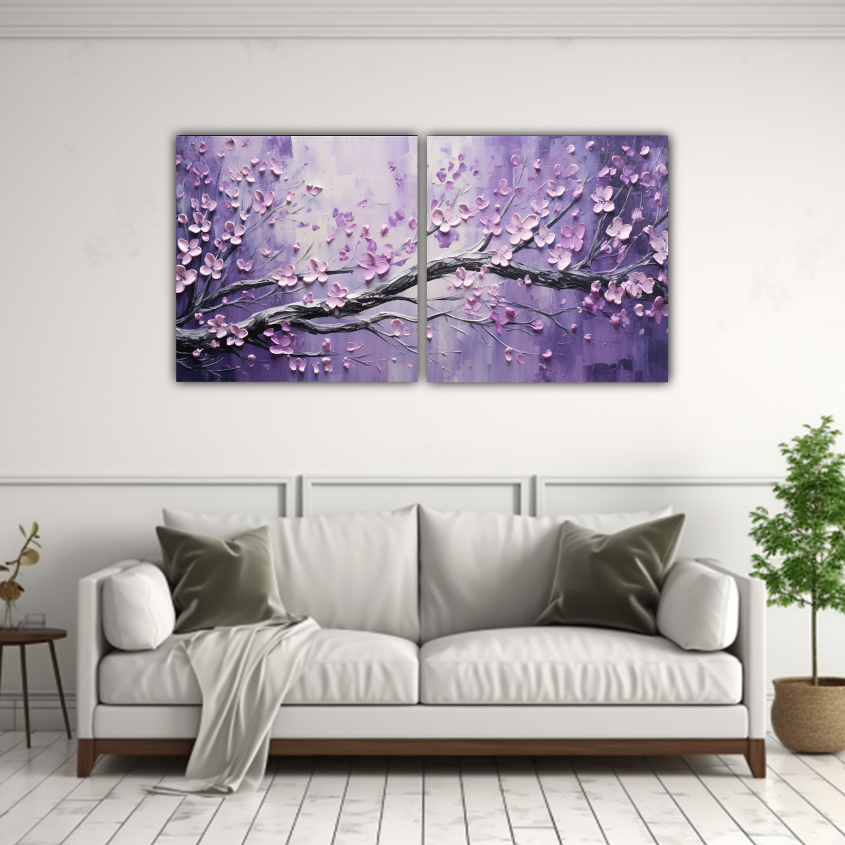 CUADRO DE LÍNEAS FINAS DE FLORES DE CEREZO 60X30 CM - 2