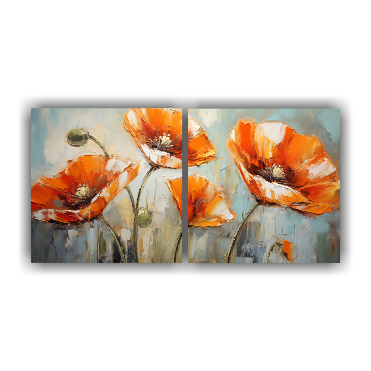 DOS COMPOSICIONES MODERNAS ESTÉTICAS DE AMAPOLAS 120X60 CM - 1