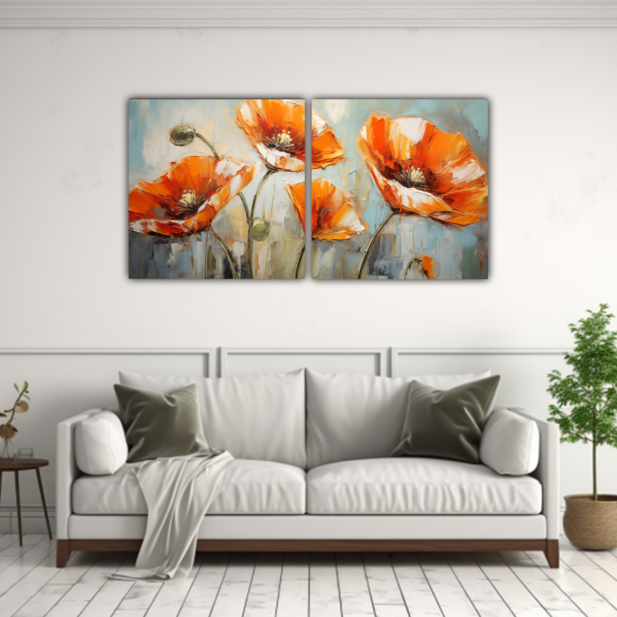 DOS COMPOSICIONES MODERNAS ESTÉTICAS DE AMAPOLAS 120X60 CM - 2