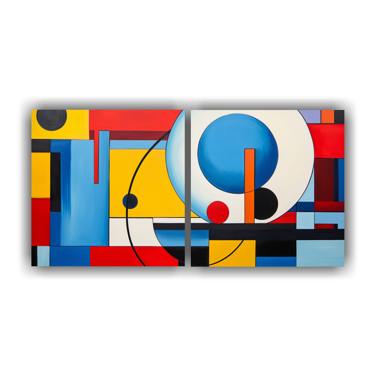 CUADROS GEOMÉTRICOS CON COLORES PRIMARIOS 160X80 CM - 1