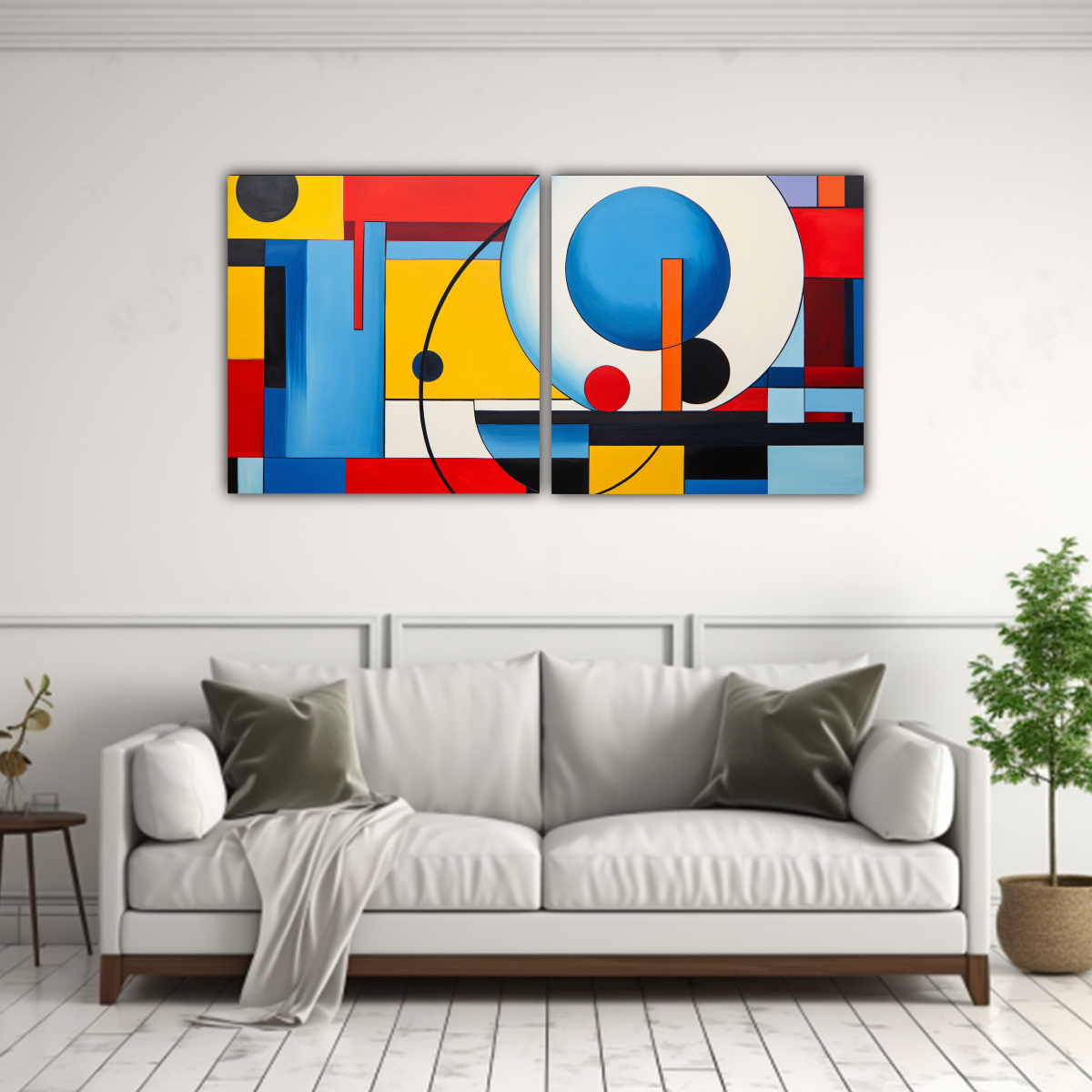 CUADROS GEOMÉTRICOS CON COLORES PRIMARIOS 160X80 CM - 2