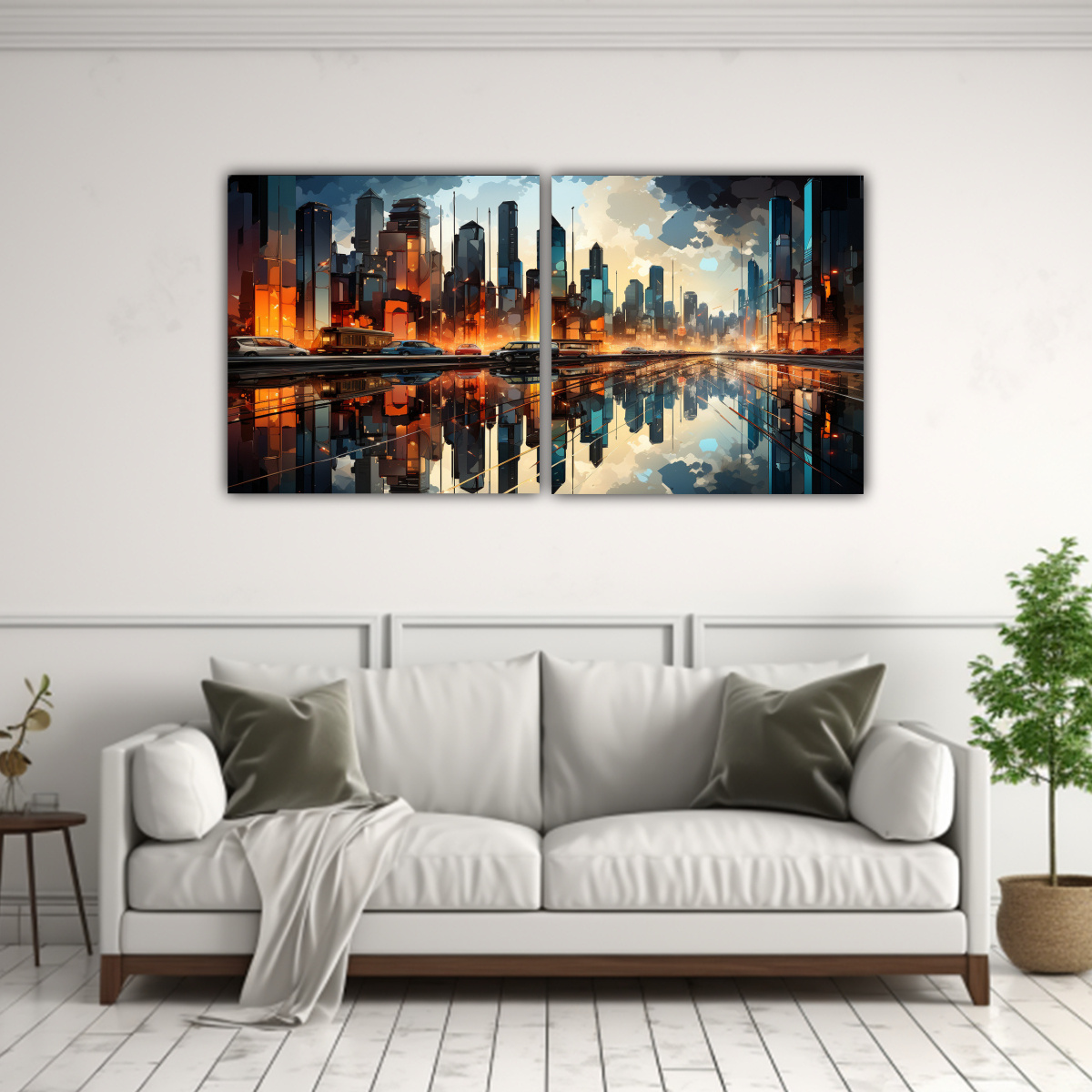 PINTURA CUBISTA RELIEVE DE UNA CIUDAD FRAGMENTADA 40X20 CM - 2