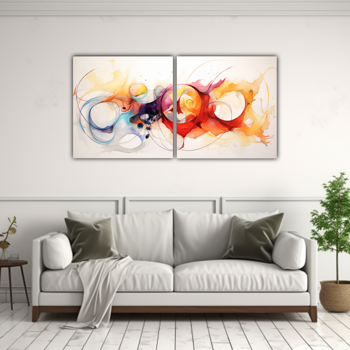 CUADROS MODERNOS ABSTRACTOS CON ACUARELAS PARA 160X80 CM - 2