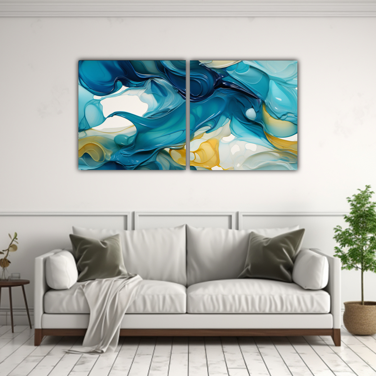 CUADROS DE DISEÑO COLORIDO CON LIENZOS LÍQUIDOS 80X40 CM - 2
