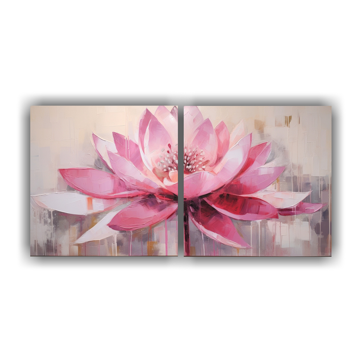 CUADRO PINK LOTUS EN BASTIDOR MODERNO PARA COCINA 40X20 CM - 1