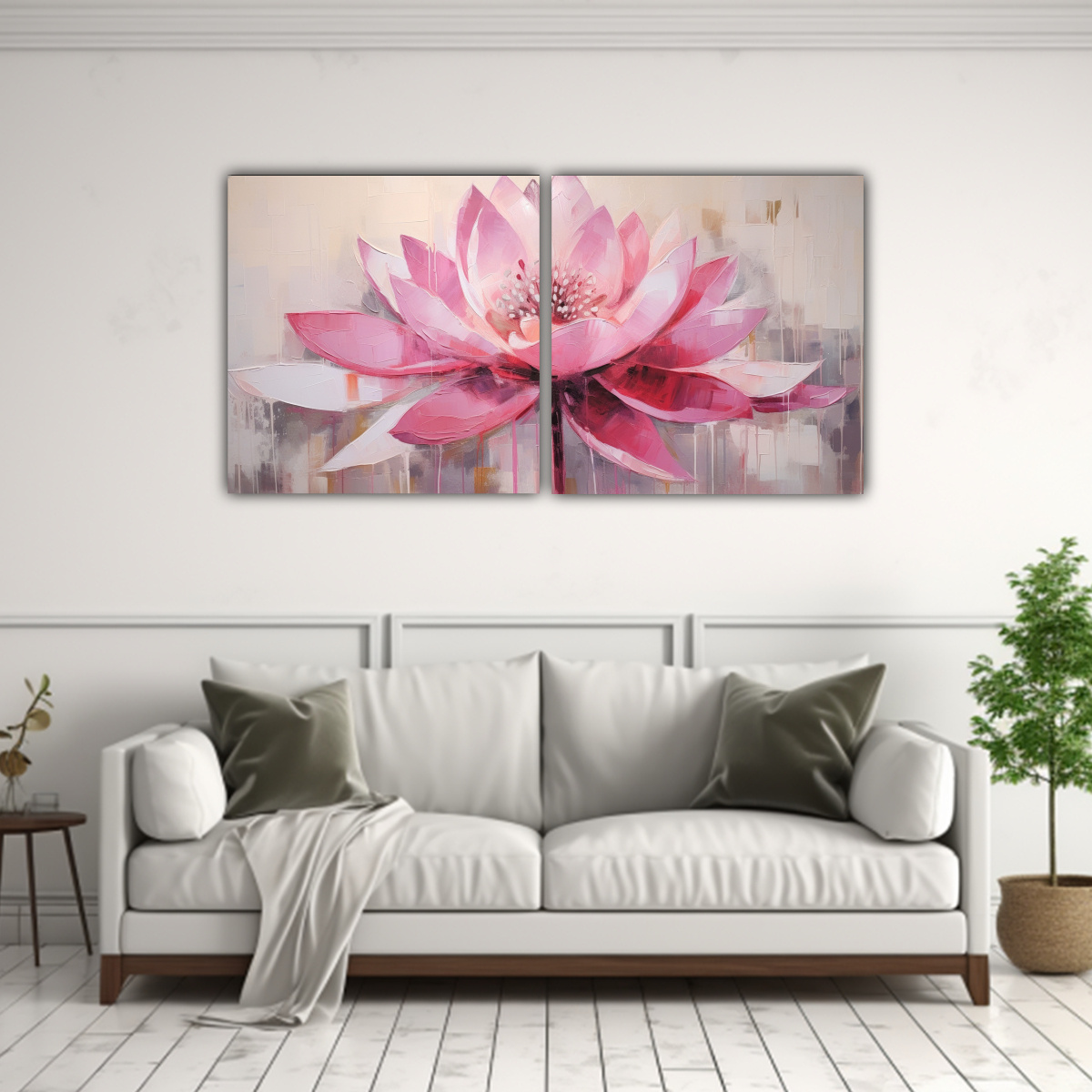 CUADRO PINK LOTUS EN BASTIDOR MODERNO PARA COCINA 40X20 CM - 2