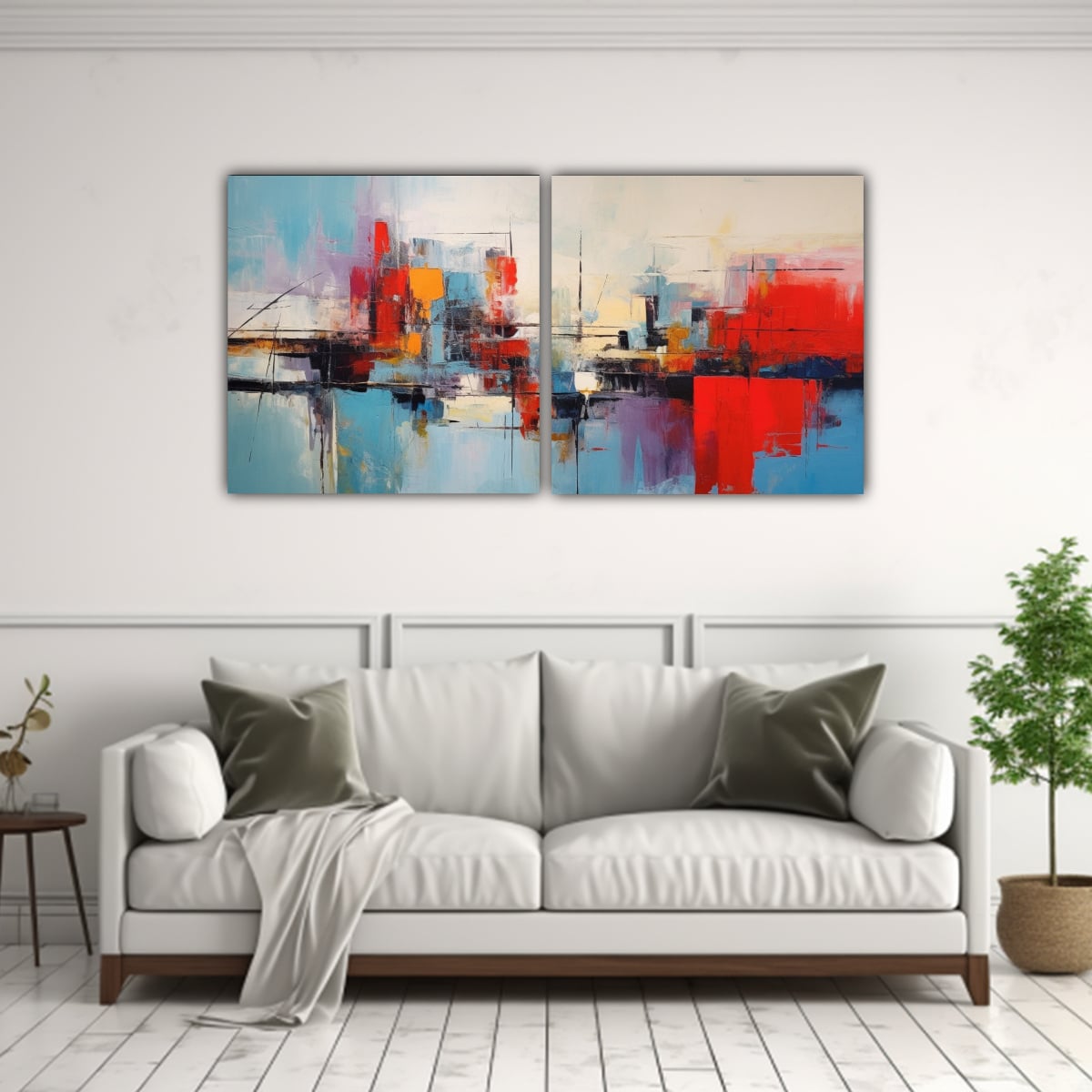 SET 2 CUADRO VANGUARDIA DIMENSIONES TACHISMO 80X40 CM - 2