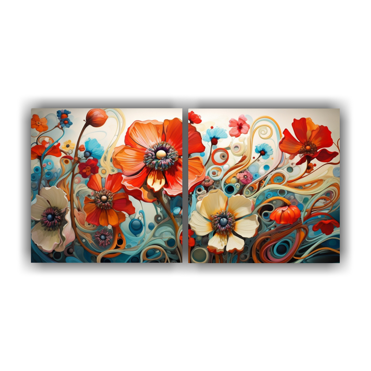 CUADROS ABSTRACTOS DE FLORES LLENOS DE INTENSIDAD 100X50 CM - 1