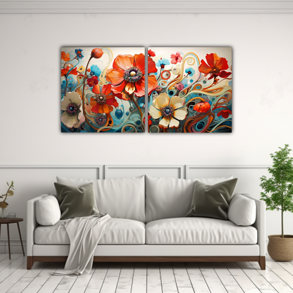 CUADROS ABSTRACTOS DE FLORES LLENOS DE INTENSIDAD 100X50 CM - 2