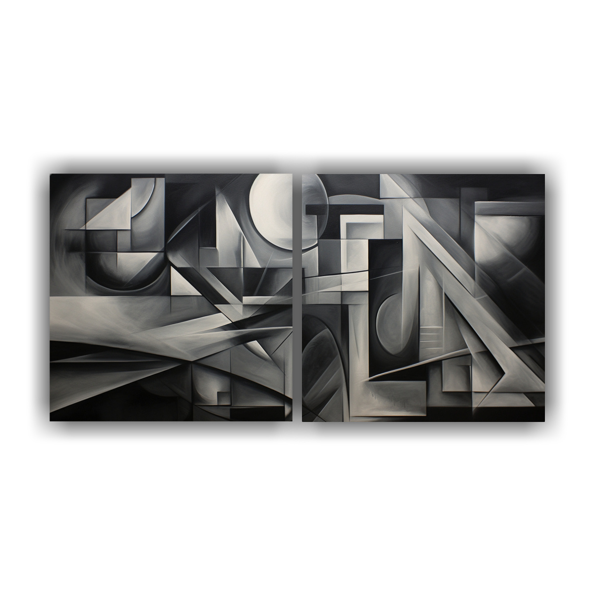 CUADROS ABSTRACTOS TONOS GRISES VANGUARDIA 100X50 CM - 1