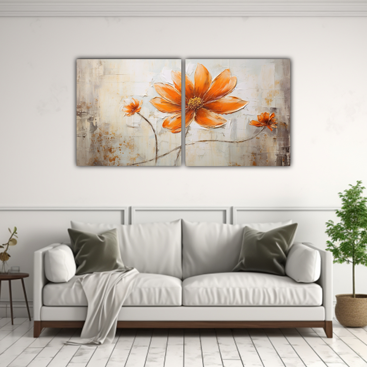 CUADRO CLÁSICO DE FLOR DE NARANJA EN LIENZO 140X70 CM - 2