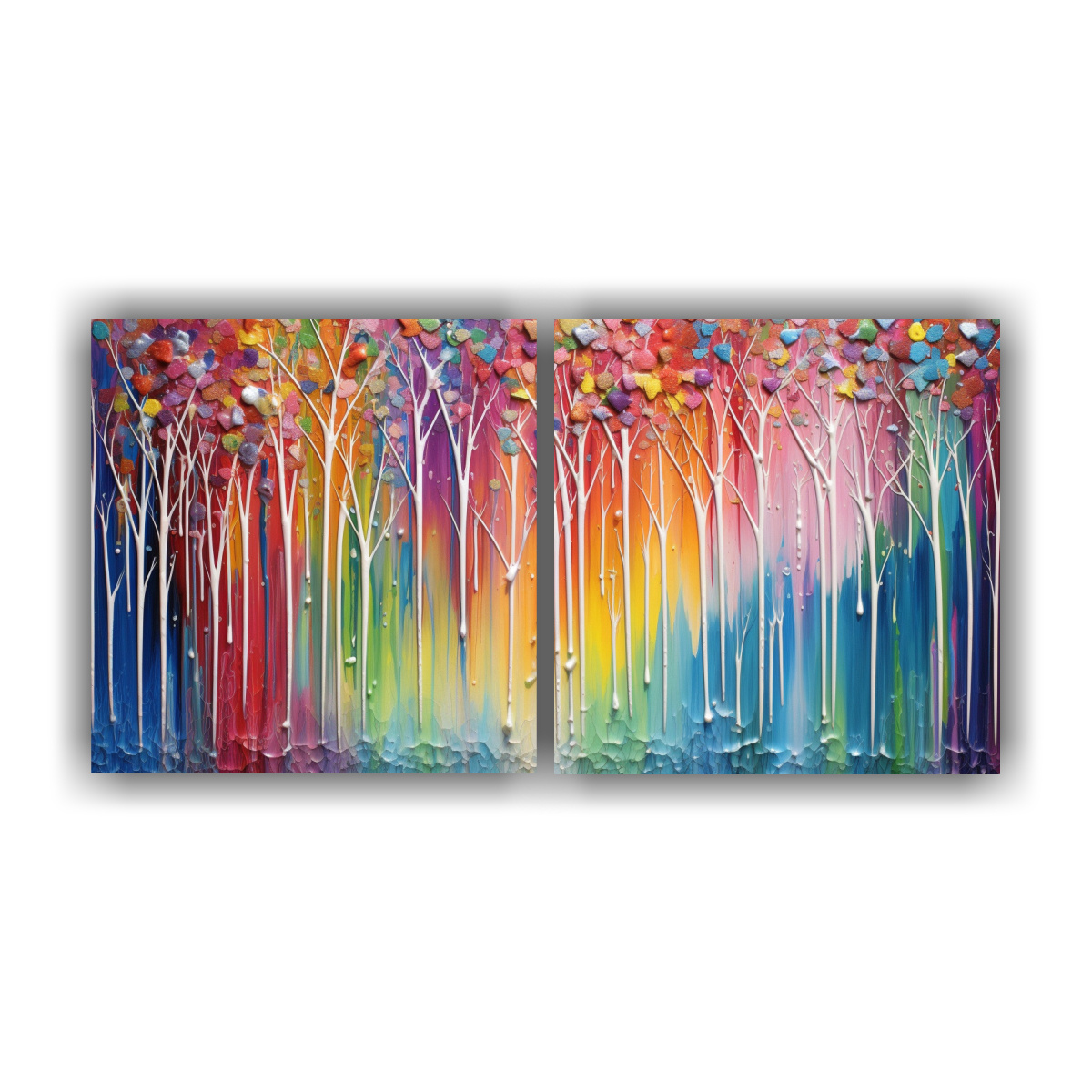 PINTURA DECORATIVA EN COLORES DEL ARCOÍRIS Y 160X80 CM - 1