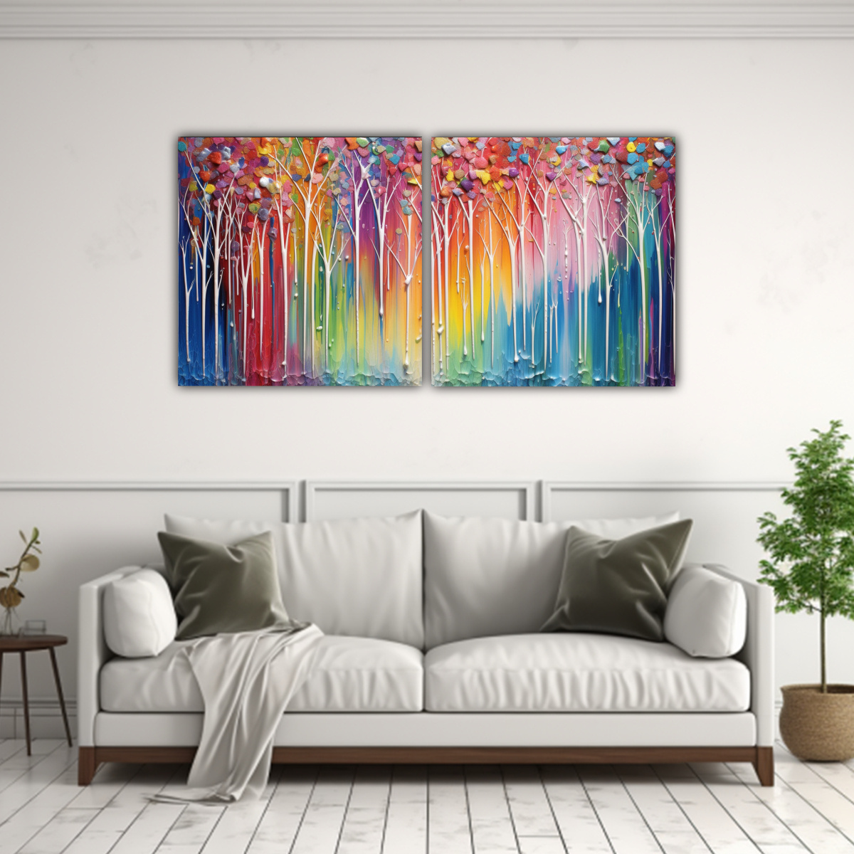 PINTURA DECORATIVA EN COLORES DEL ARCOÍRIS Y 160X80 CM - 2