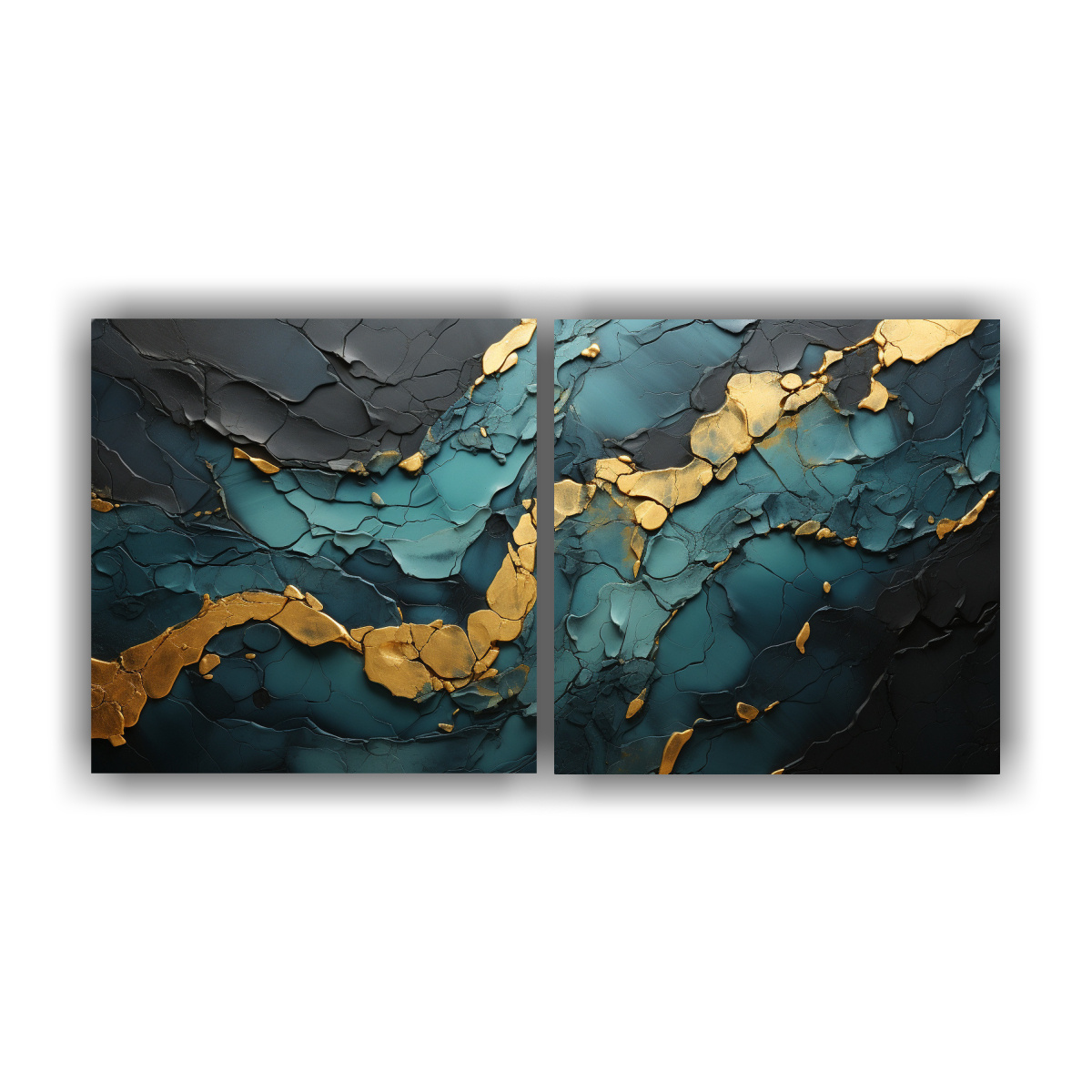 PINTURA ABSTRACTA ELEGANTE EN NEGRO Y DORADO PARA 160X80 CM - 1
