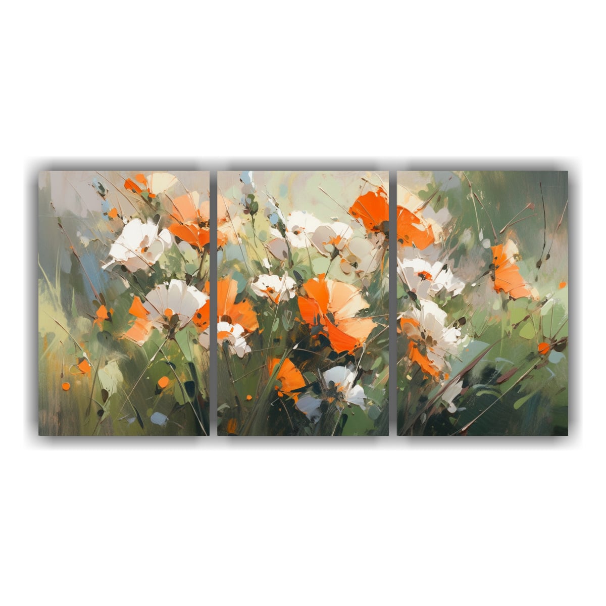 SET 3 TELAS EN BASTIDOR CONCEPTUAL ADORNO FLORES 60X30 CM - 1