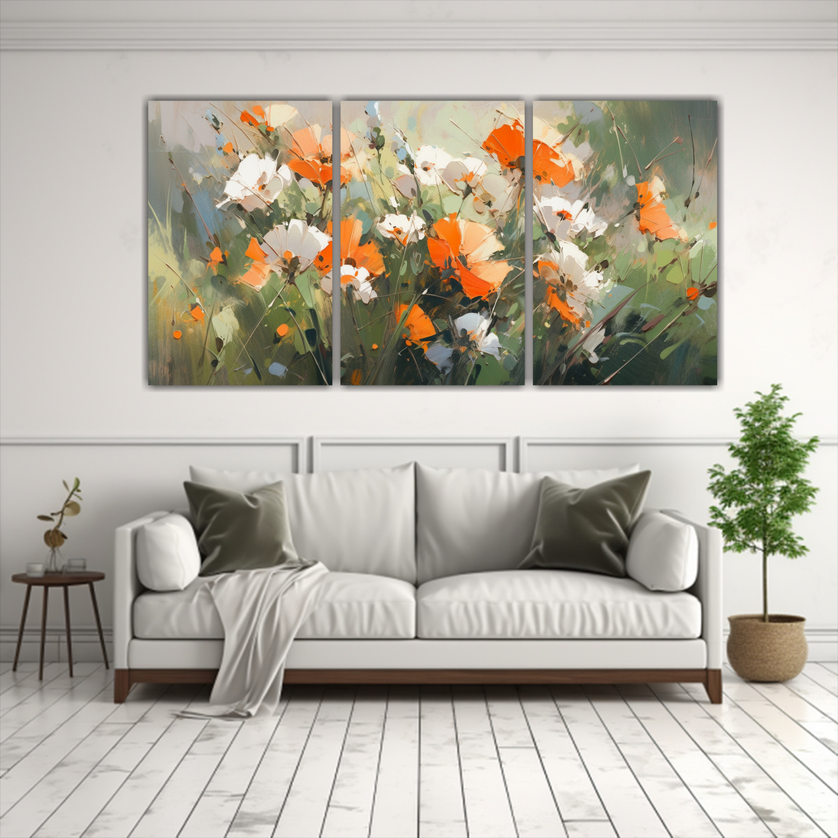 SET 3 TELAS EN BASTIDOR CONCEPTUAL ADORNO FLORES 60X30 CM - 2