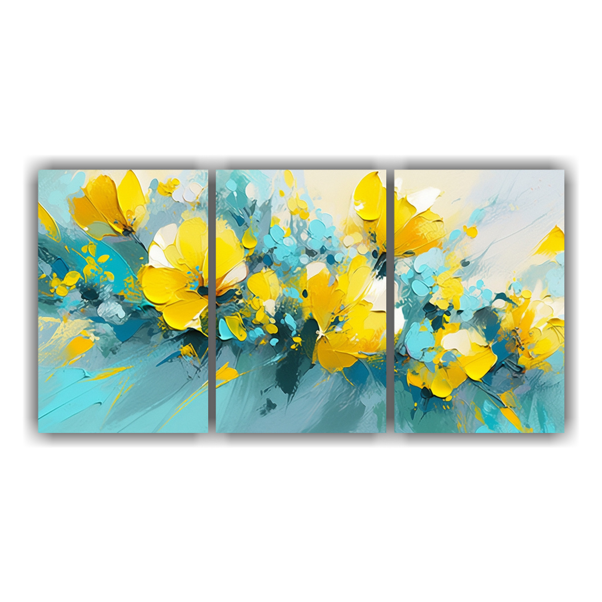 CUADROS DE LIENZO LINDA A AMARILLO Y TURQUESA 90X45 CM - 1