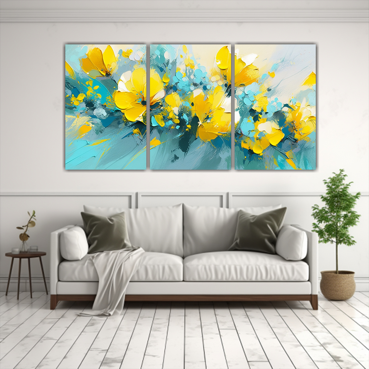 CUADROS DE LIENZO LINDA A AMARILLO Y TURQUESA 90X45 CM - 2