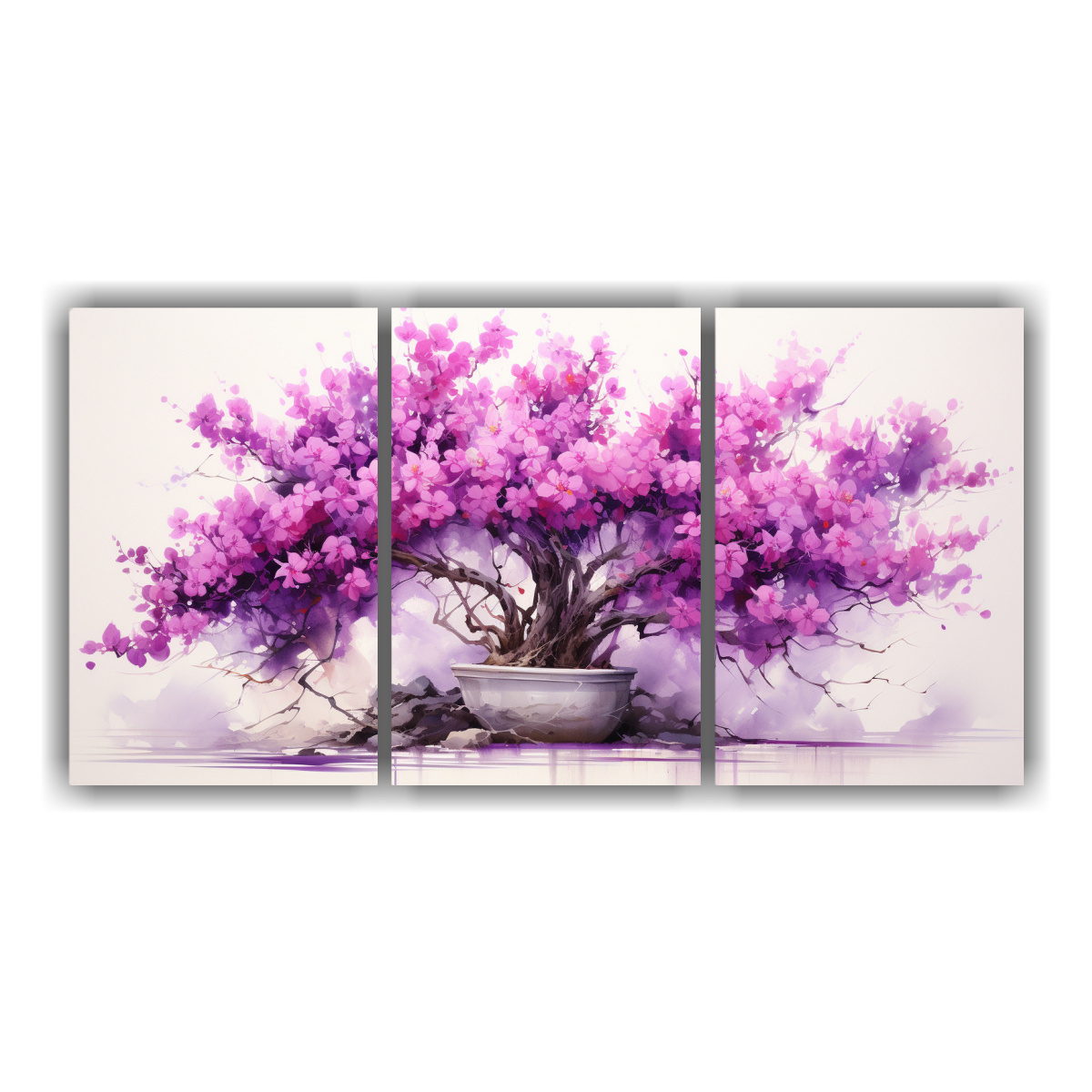 SET 3 LIENZOS VINTAGE BOUGAINVILLEA BONSÁI, 150X75 CM - 1