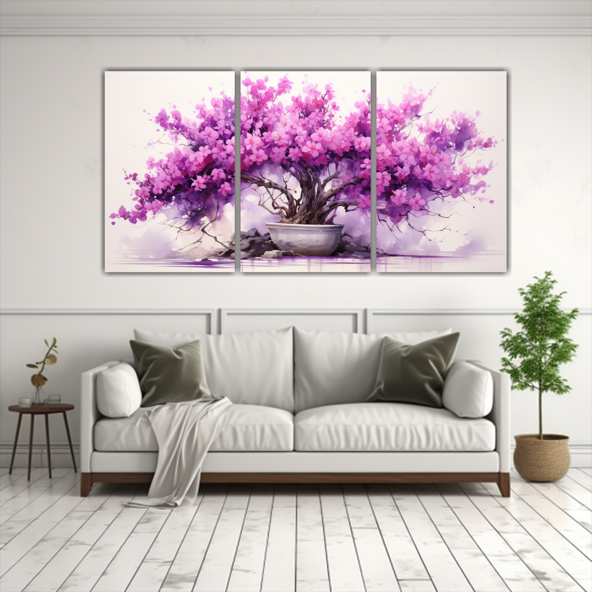 SET 3 LIENZOS VINTAGE BOUGAINVILLEA BONSÁI, 150X75 CM - 2