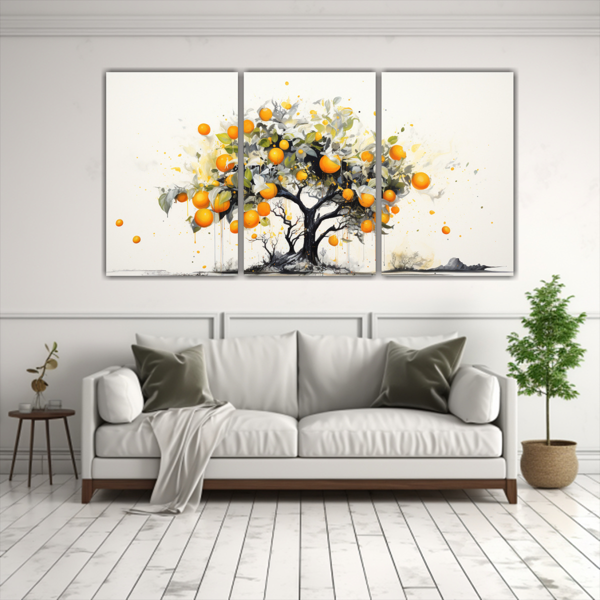 SET 3 CUADROS ENIGMATICOS DE ÁRBOL NARANJA 180X90 CM - 2