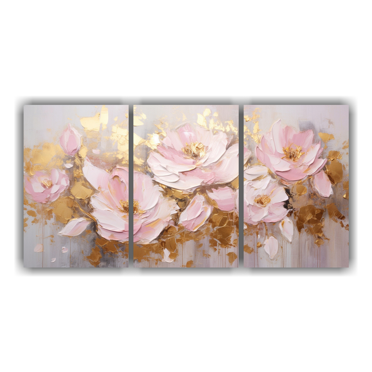 PINTURA ORIGINAL EN LIENZO DE FLORES EN COLORES 60X30 CM - 1