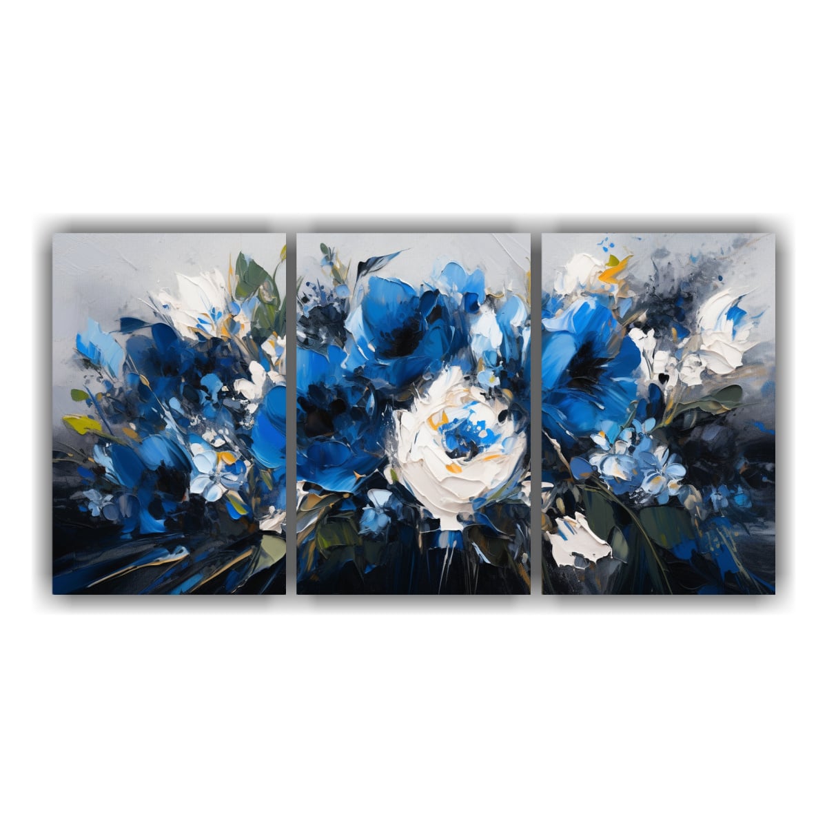 CUADRO DE FLORES AZULES EN LIENZO ESTILO ARTE 60X30 CM - 1