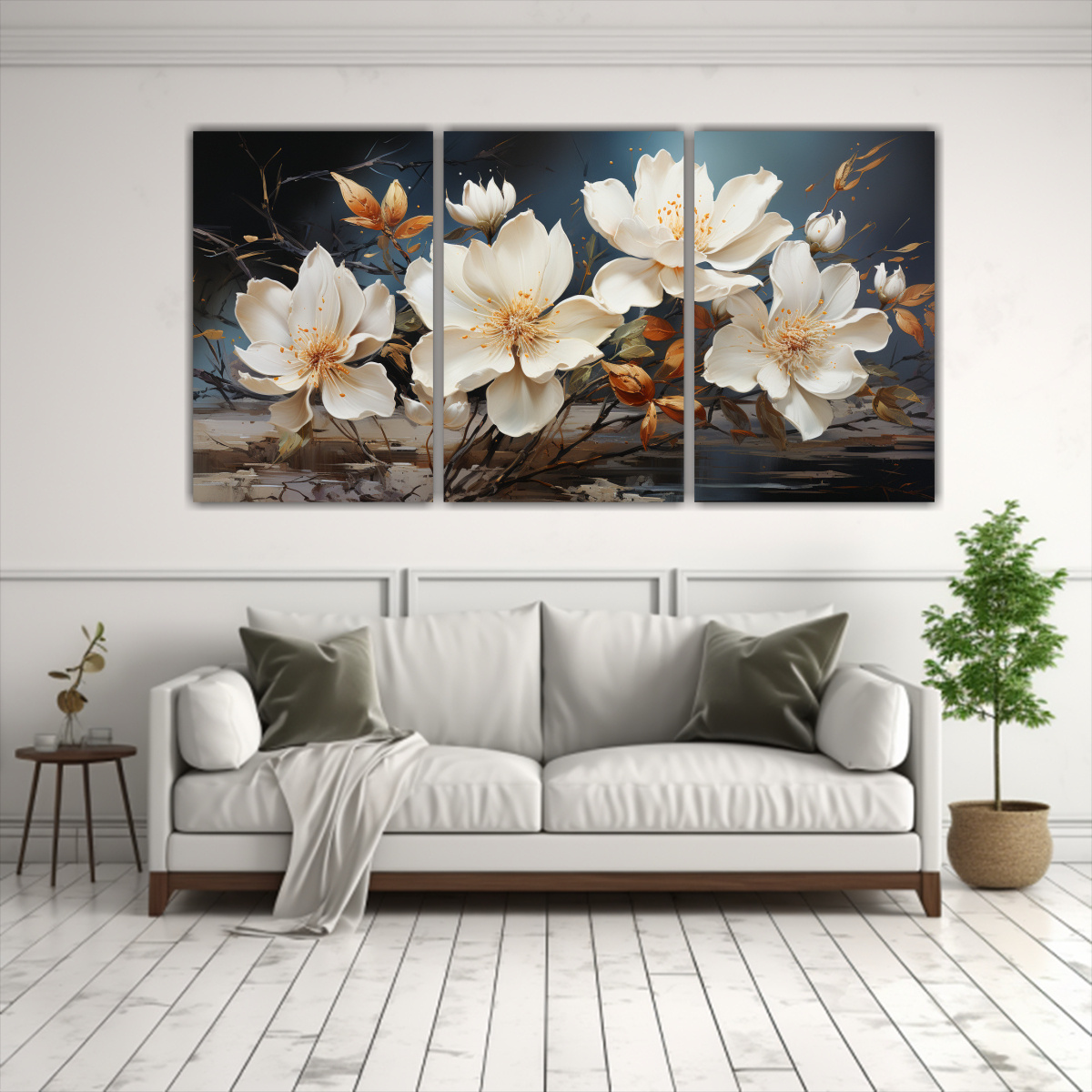 CUADROS DE ARTE DE PARED HORIZONTAL BLANCOS Y 120X60 CM - 2