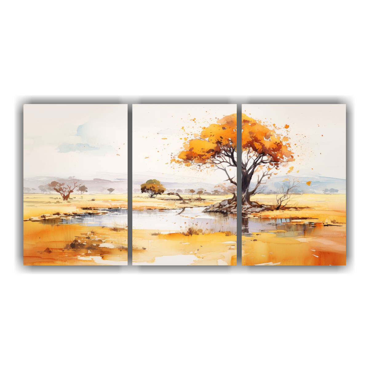 CONJUNTO DE 3 PINTURAS DE PARED ABSTRACTAS EN 120X60 CM - 1