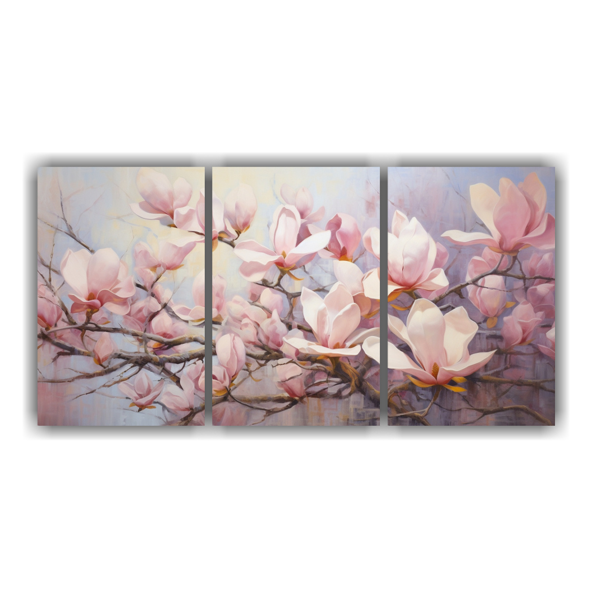 ARTES DE PARED ACUARELA MAGNOLIAS ABSTRACTO 150X75 CM - 1
