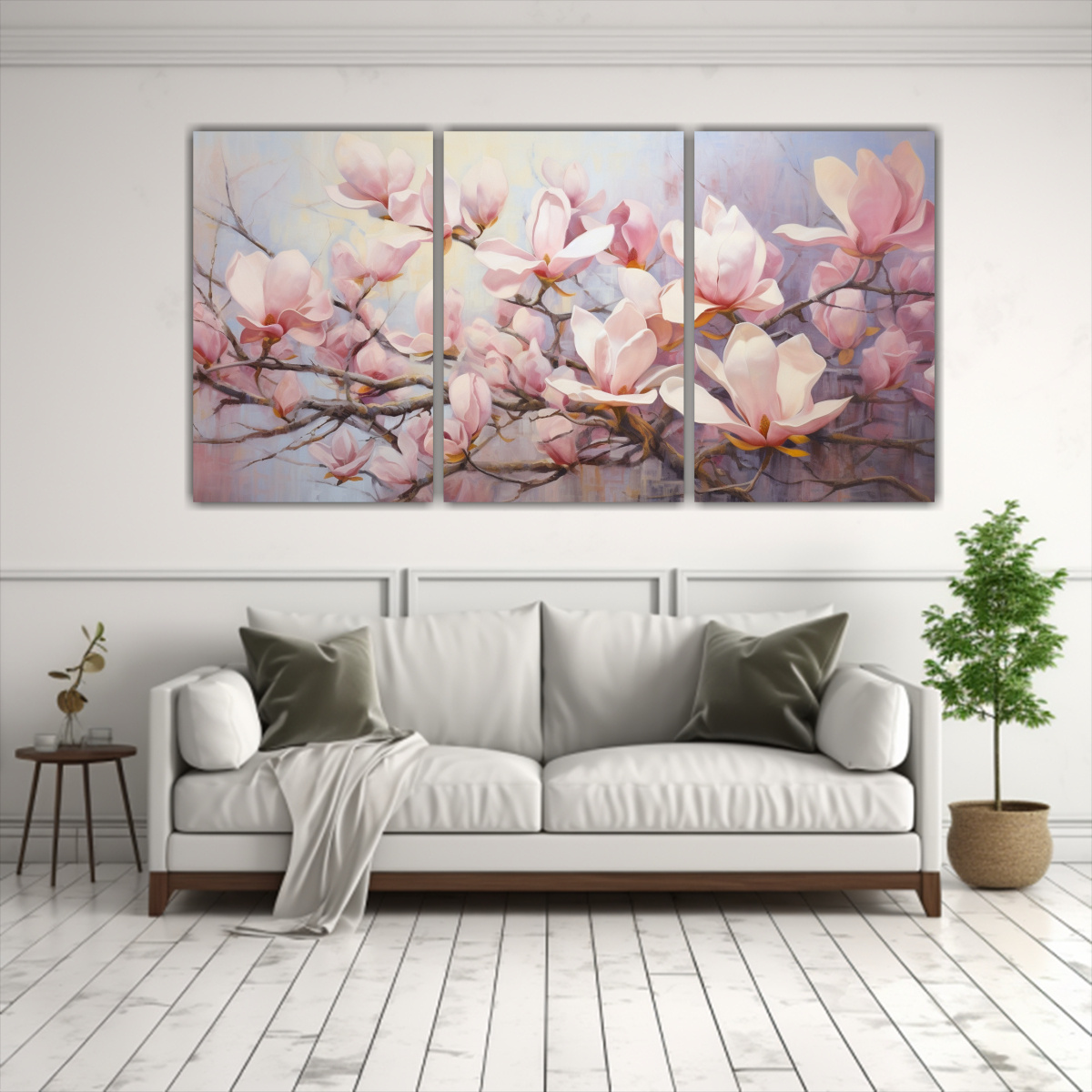 ARTES DE PARED ACUARELA MAGNOLIAS ABSTRACTO 150X75 CM - 2