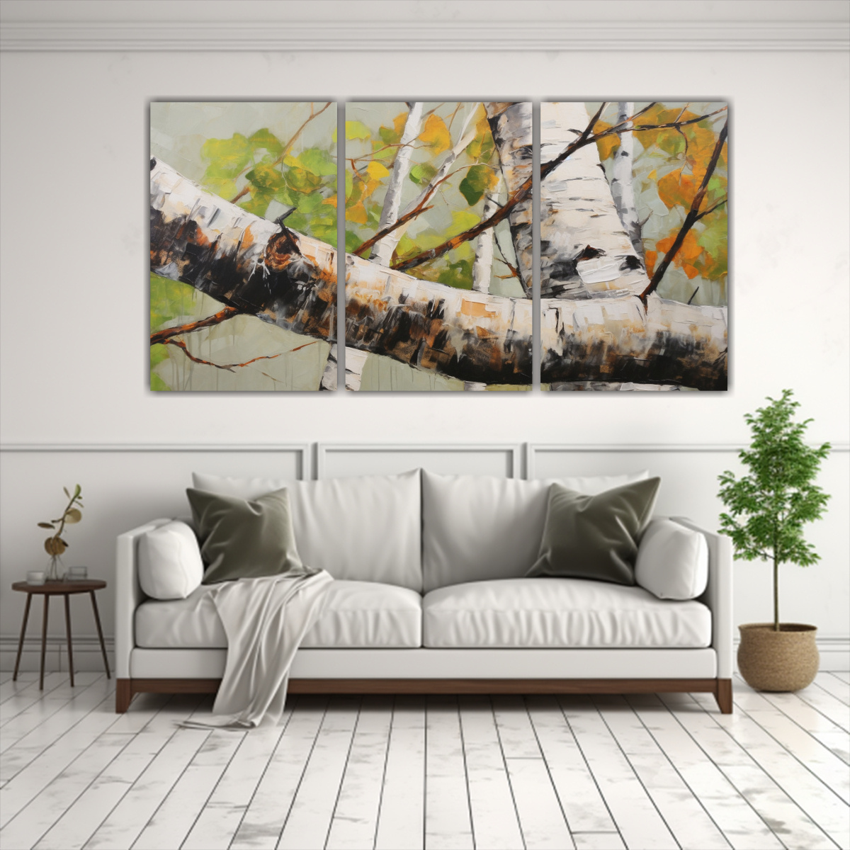PINTURA DE ÁRBOLES DE ABEDUL MODERNA ARTE DE 150X75 CM - 2