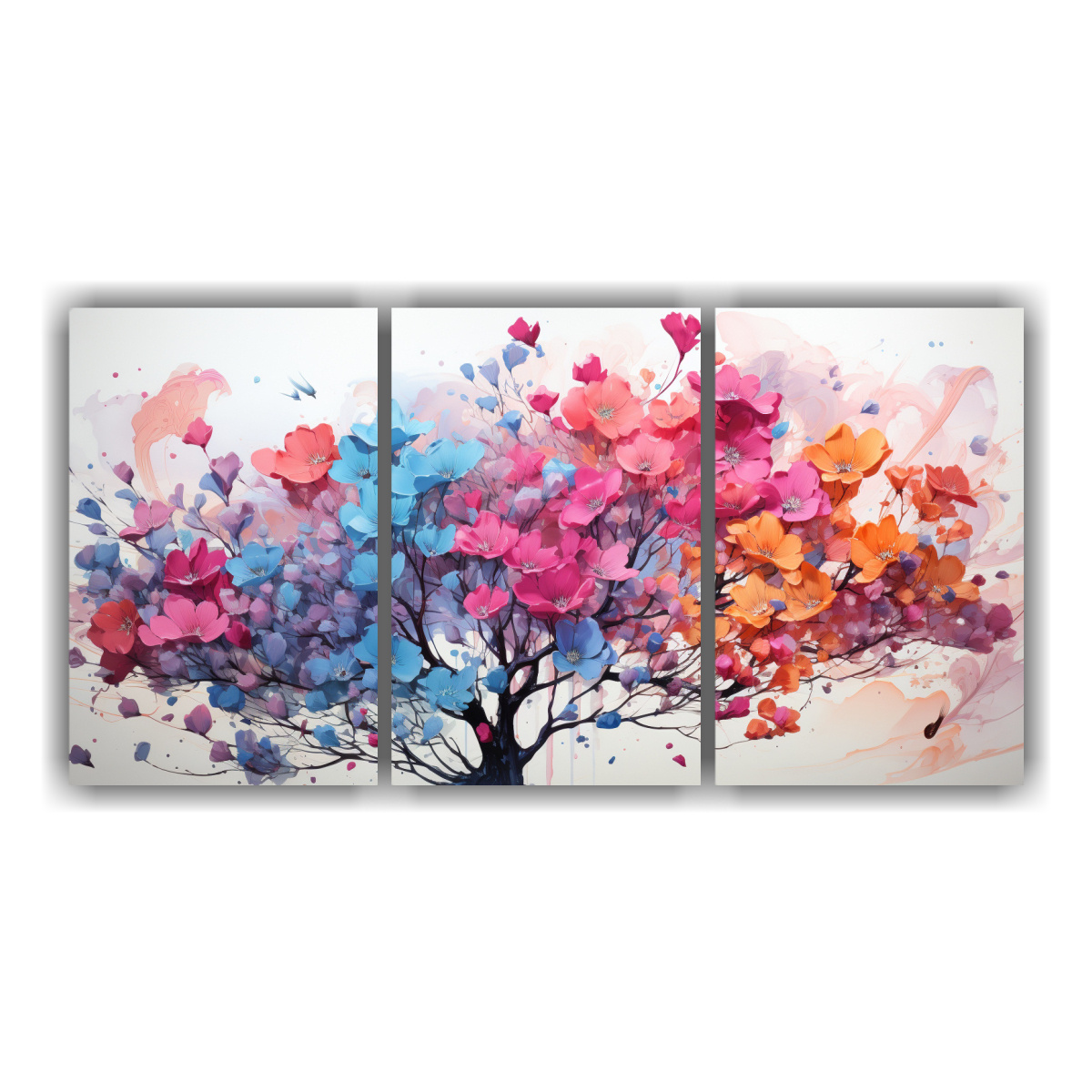TRES LIENZOS ESTILO GALERÍA: ÁRBOL DE ACACIA EN 150X75 CM - 1
