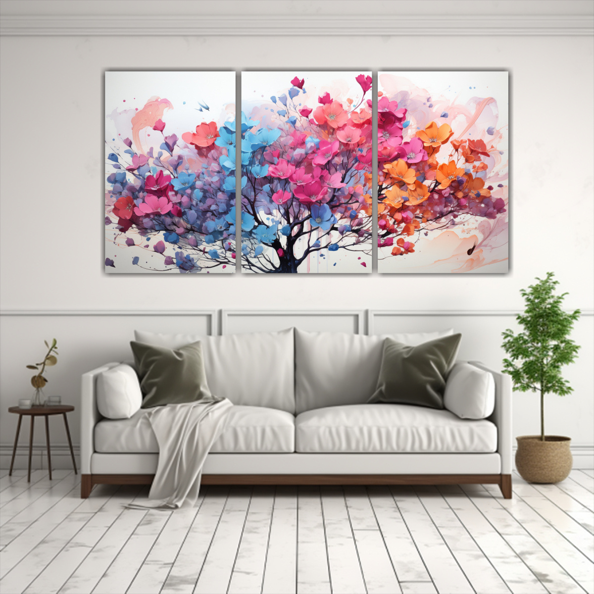 TRES LIENZOS ESTILO GALERÍA: ÁRBOL DE ACACIA EN 150X75 CM - 2