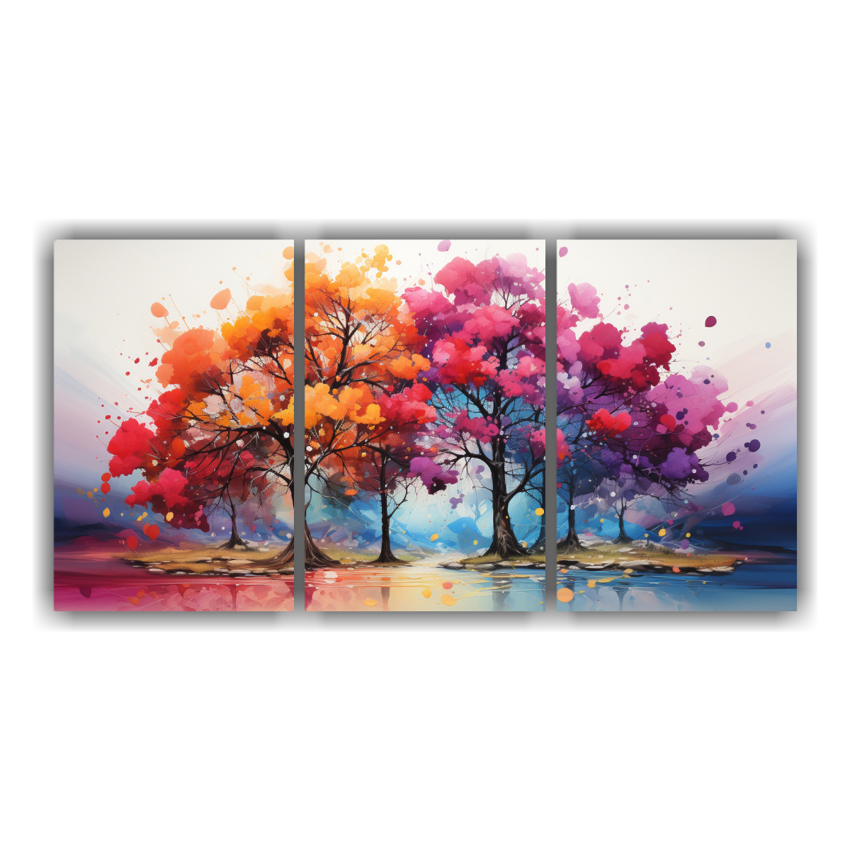 SET 3 PINTURAS ABSTRACTAS DETALLE DE ÁRBOL DE 180X90 CM - 1
