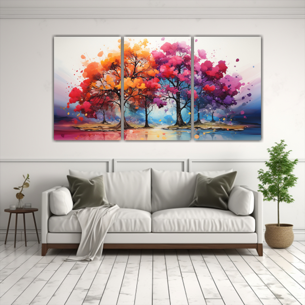 SET 3 PINTURAS ABSTRACTAS DETALLE DE ÁRBOL DE 180X90 CM - 2