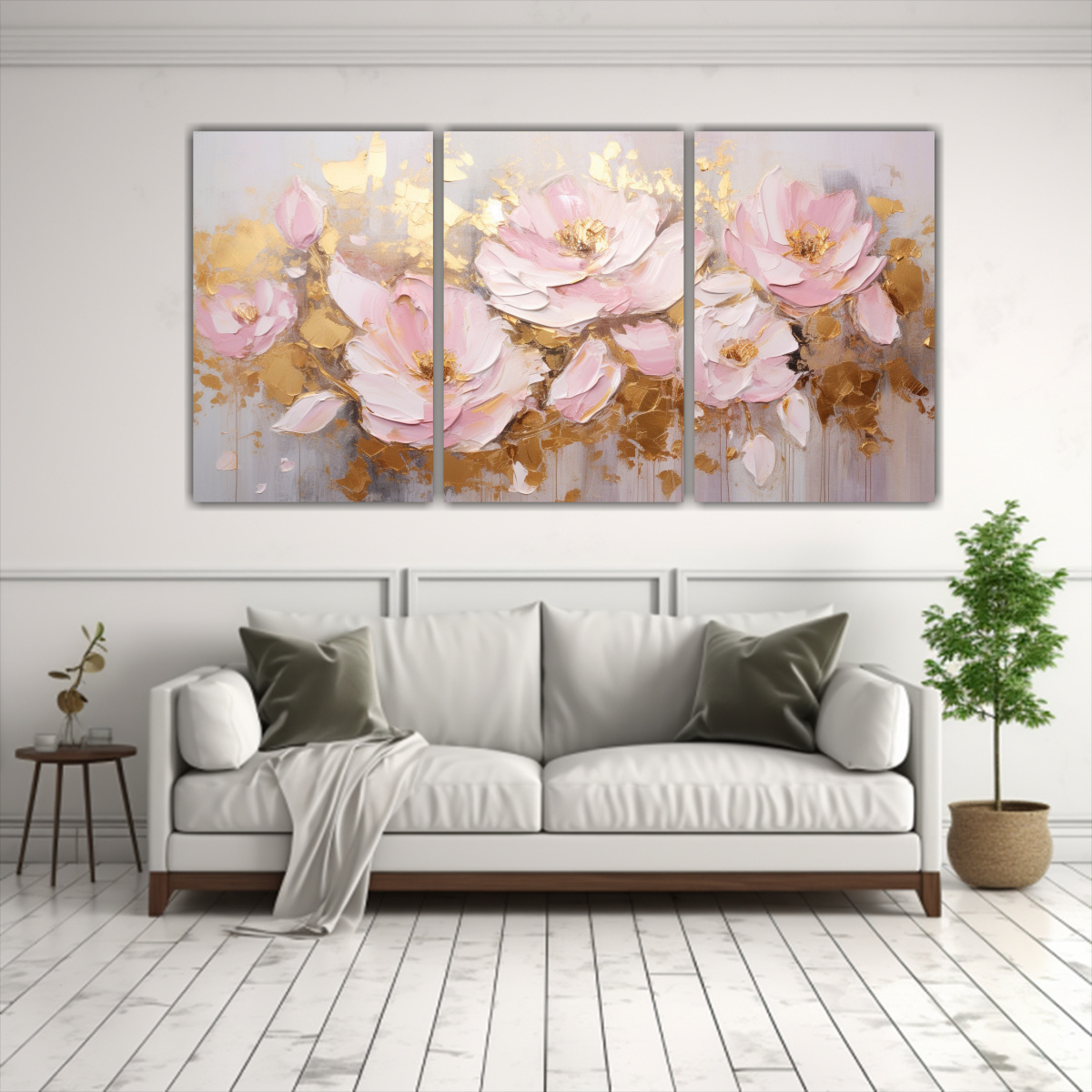 PINTURA ORIGINAL EN LIENZO DE FLORES EN COLORES 180X90 CM - 2