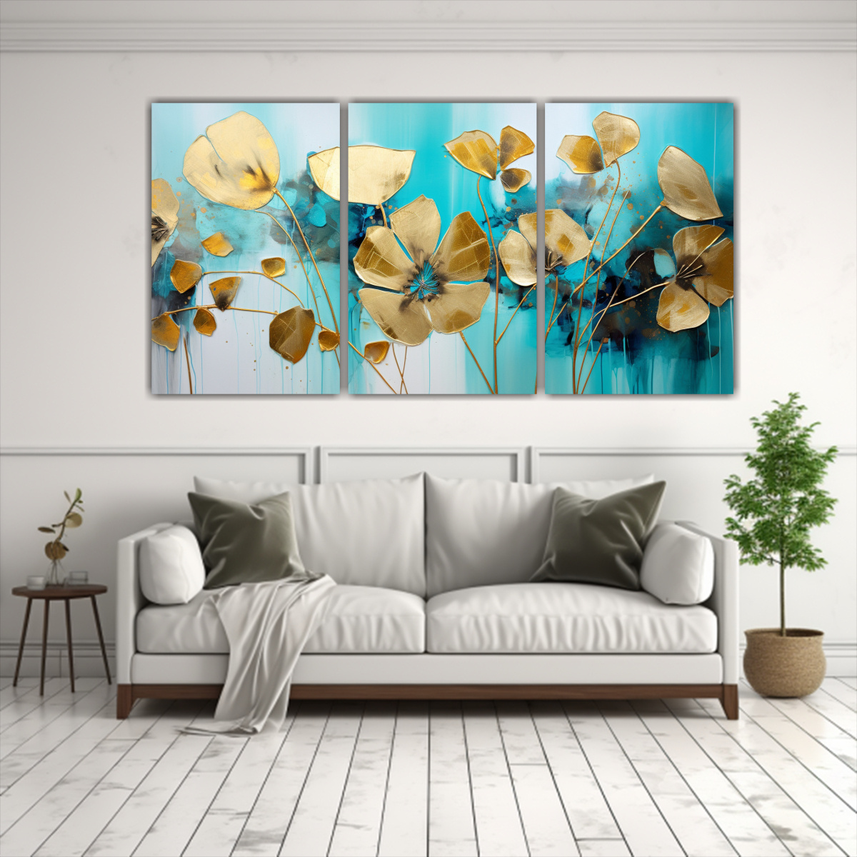 PINTURAS DECORATIVAS PARA DORMITORIO EN TURQUESA 60X30 CM - 2